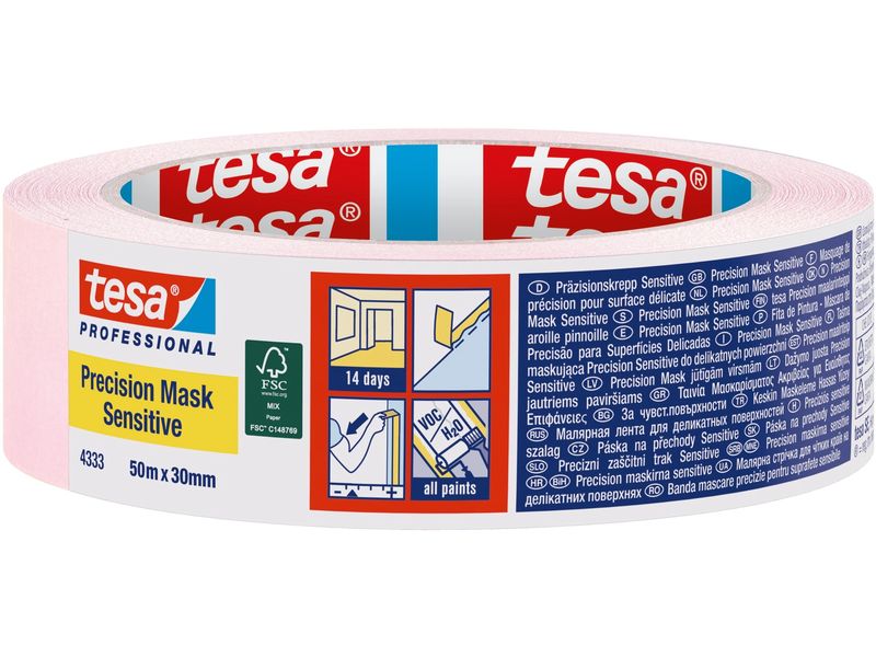 tesa | Malerband Precision Mask Sensitive | 50m x 30mm, Pink