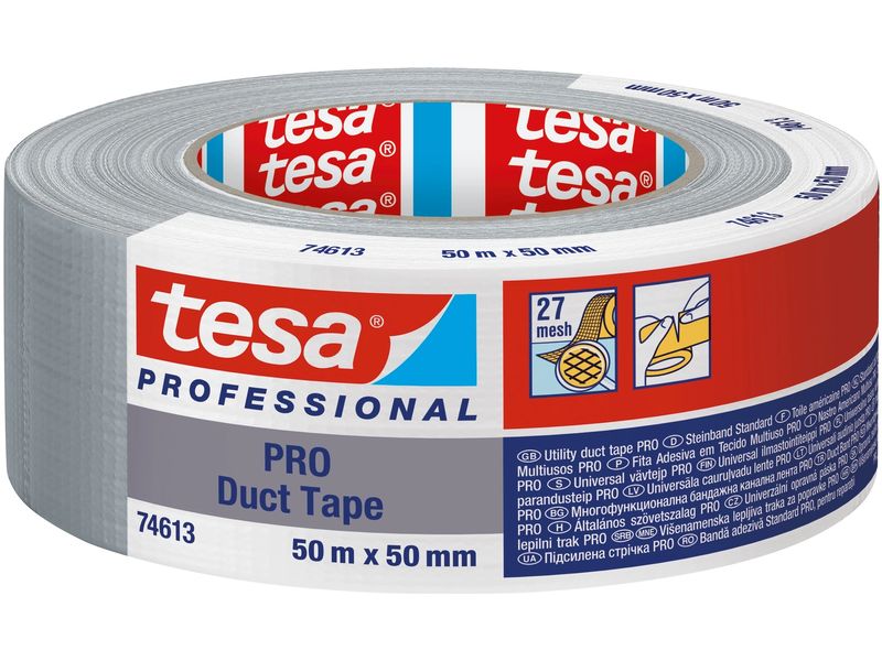 tesa | Reparaturband Duct Tape Pro | 50m x 50mm, Grau