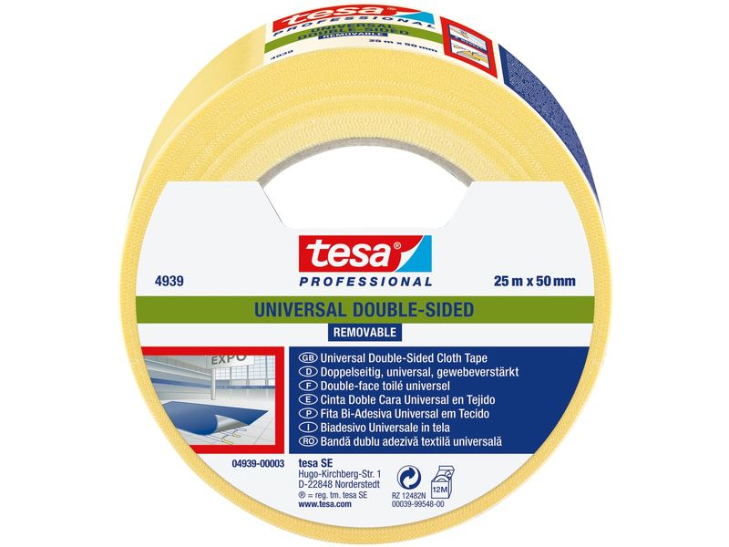 tesa | Doppelseitiges Klebeband Universal | 25m x 50mm, Weiss