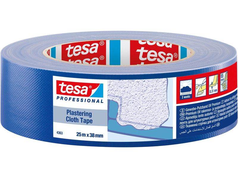 tesa | Montageband Putzband Gewebe | 25m x 50mm, Blau