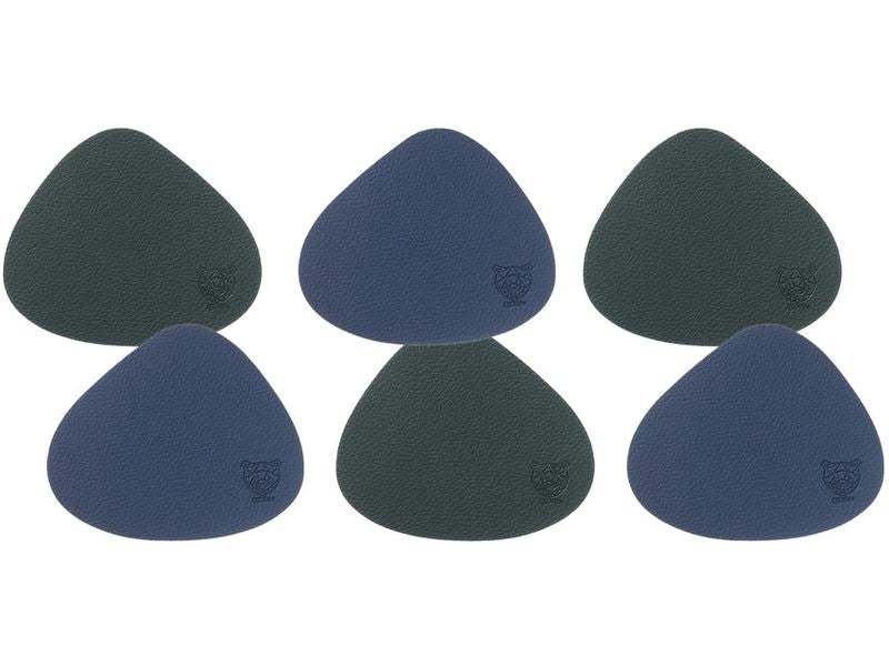 Björn | Untersetzer stone, blau/grau | 6 Stück, wendbar, recyceltes Leder