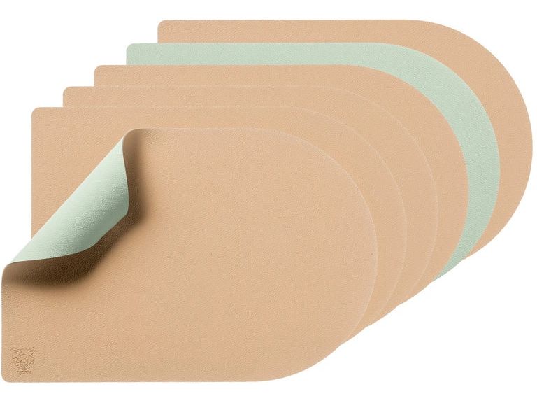 Björn | Tischset arcus, rosa/grün | 6 Stück, wendbar, recyceltes Leder