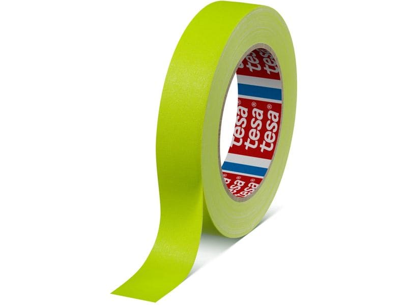 tesa | Gewebeband Gaffer Tape Bühne farbig | 25m x 25mm, Neongelb