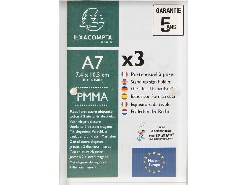 Exacompta | Tischaufsteller A7 | Magnetverschluss, Acryl, 10.5x7.5x1.2cm