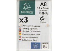 Exacompta | Tischaufsteller A8 | Magnetverschluss, Acryl, 7.5x5.5x1.2cm