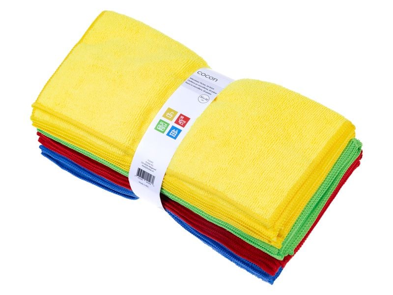COCON | Mikrofaser-Reinigungstuch, 20er Set | mehrfarbig, 30 x 30 cm, 100% Polyester