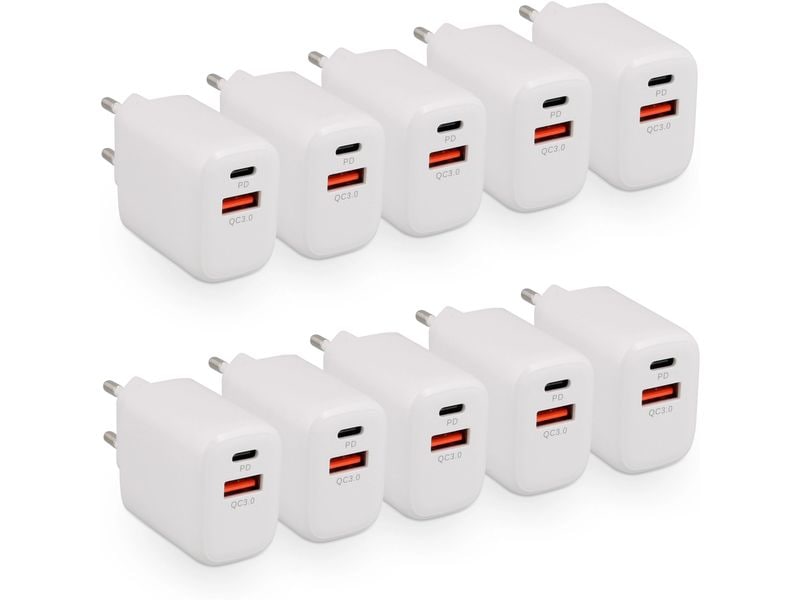 LMP | Wall Charger | 20W Dual-Port USB-C USB-A 3.0 10er Pack