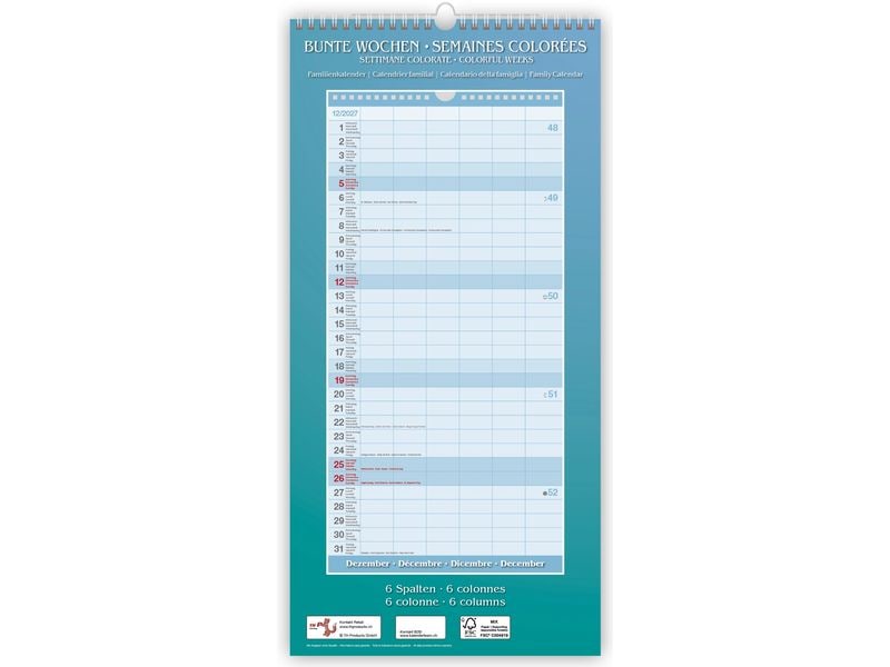 TH Products | Familienkalender Bunte Wochen 2027 | 22x45 cm