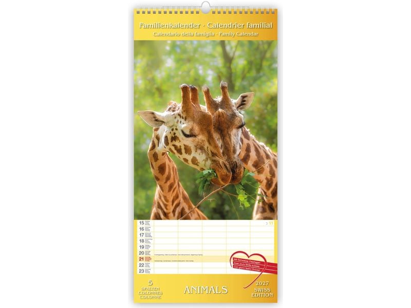 TH Products | Familienkalender Animals 2027 | 24.5x51.5 cm