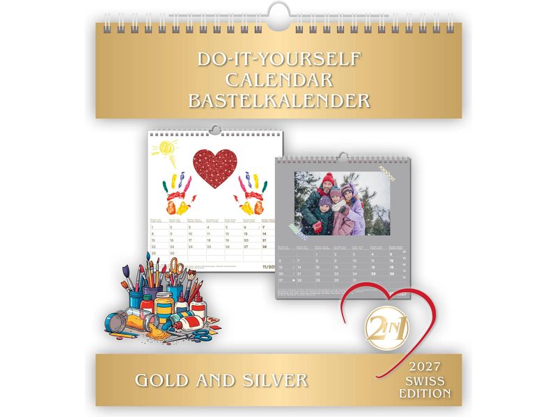 TH Products | Bastelkalender klein 2027 | 21x22 cm, gold, silber