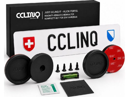 CCLINQ | Kennzeichenhalter Magnetisch | Rahmenloser Halter für CH DE AT