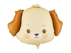 Partydeco | Folienballon Hund | 63 x 48,5 cm, 1 Stk, inkl. Strohhalm