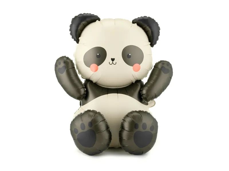 Partydeco | Folienballon Panda | 68 x 72 cm, 1 Stk, inkl. Strohhalm