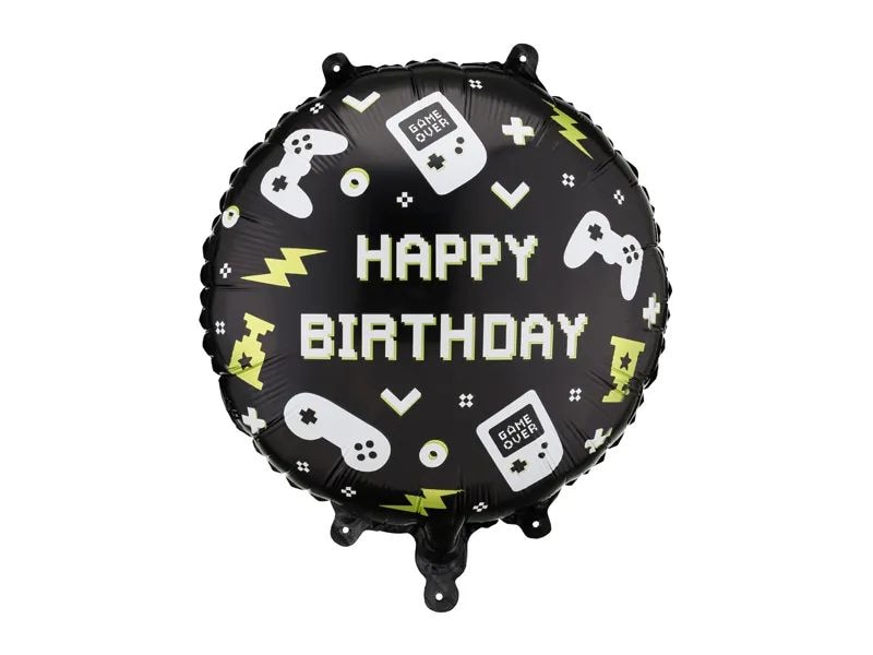 Partydeco | Folienballon Game | 35 x 35 cm, 1 Stk, inkl. Strohhalm