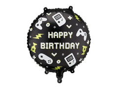 Partydeco | Folienballon Game | 35 x 35 cm, 1 Stk, inkl. Strohhalm