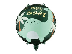 Partydeco | Folienballon Dino | 35 x 35 cm, 1 Stk, inkl. Strohhalm