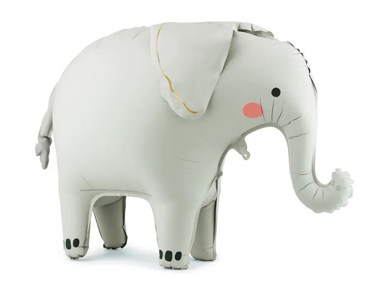 Partydeco | Folienballon Elefant | 91 x 61 cm, 1 Stk, inkl. Strohhalm