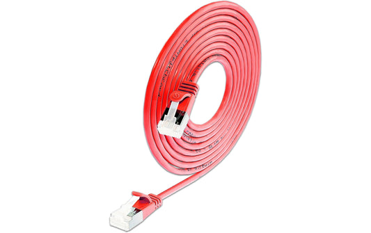 Slim Wirewin Patchkabel: U/FTP | 15cm | rot Cat.6A, LSOH, Klinke nicht brechbar, 3.8mm