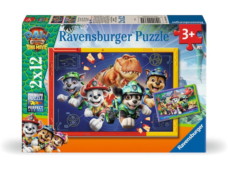 Ravensburger | Paw Patrol 3 Dino Movie 2x12p