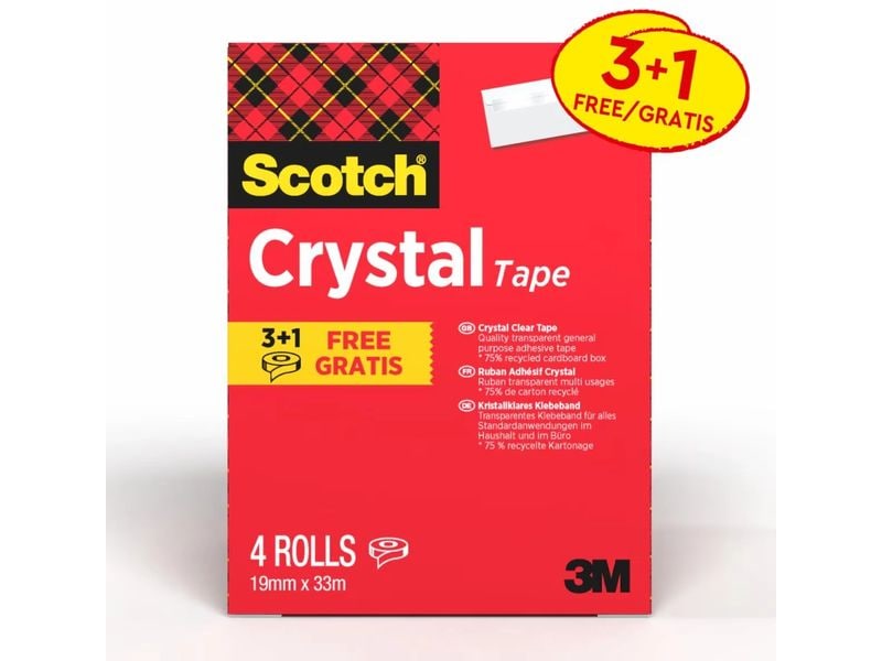 Scotch | 3M Scotch Crystal Klebeband | 19mmx33m Vorteilspack, 4 Rollen