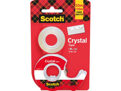Scotch | 3M Scotch Crystal Handabroller | Abroller + 2 Rollen, 19mm, rot