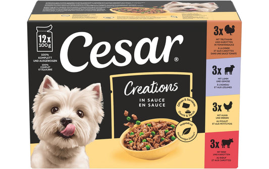 Cesar | Selektion in Sauce 4 Varietäten | 12 x 100g