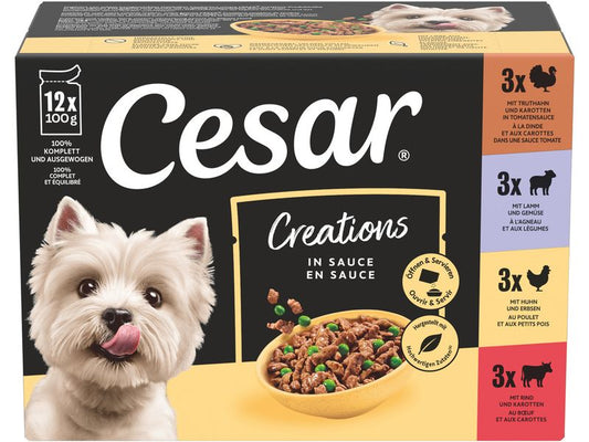 Cesar | Selektion in Sauce 4 Varietäten | 12 x 100g