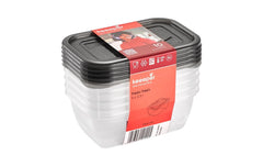 keeeper | Frischhaltedose eckig 5 x 0,5 l | fredo fresh, crystal grey (transparent)