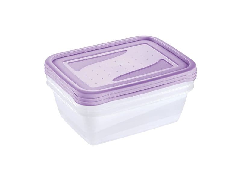 keeeper | Frischhaltedose eckig 3 x 1,25 l | fredo fresh, soft purple