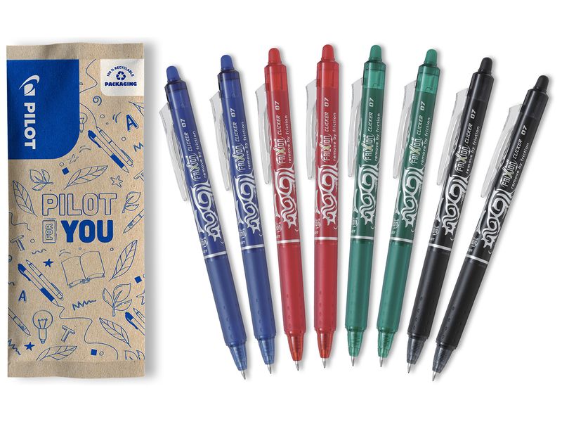 Pilot | FlowPack FriXion Clicker | 2x blau, 2x rot, 2x grün, 2x schwarz