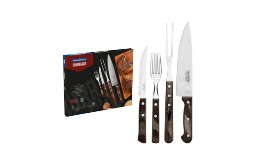 Tramontina | STEAK-/PIZZA Grillbesteck, 14-tlg - Braun | Steakbesteck, Tranchierset