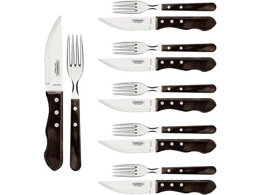 Tramontina | JUMBO Steakbesteck, 12-tlg - Braun | Für 6 Personen