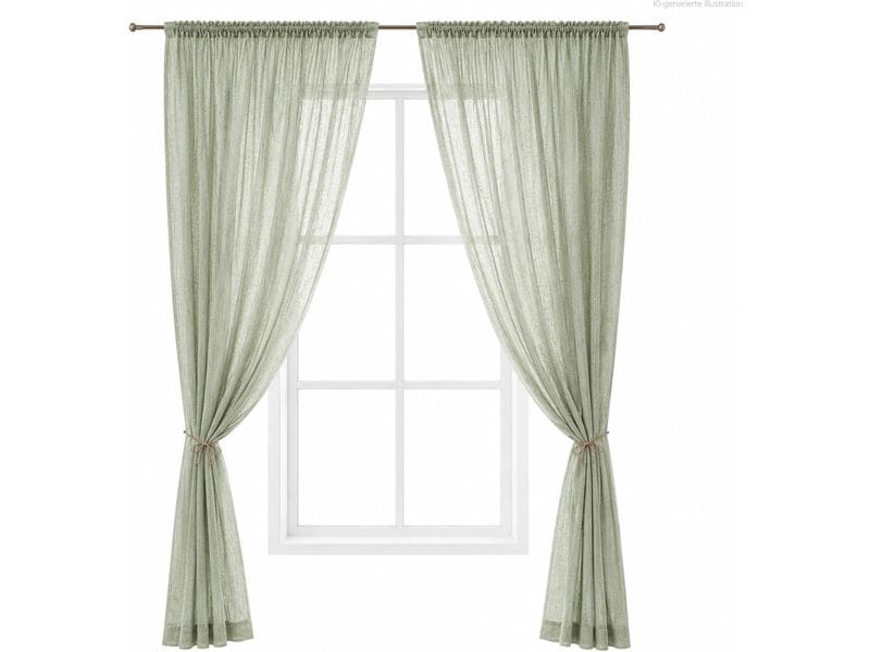Urbanara | Vorhang 2er-Set Mafalda Nova | Salbeigrün 140x320cm