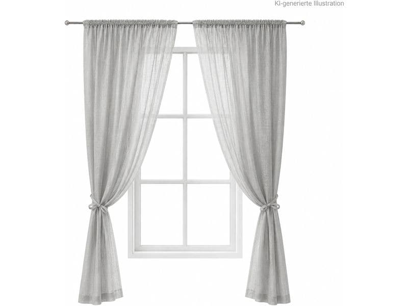 Urbanara | Vorhang 2er Set Musselin Trofa | Hellgrau 135x320cm