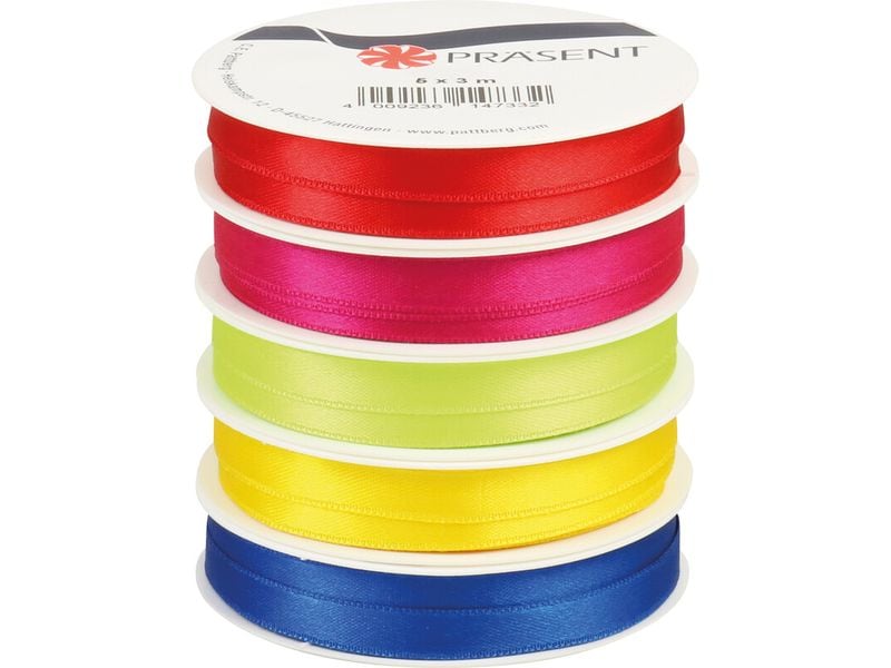 Pattberg | Geschenkband Satin | 10 mm, bunt, 5x3m