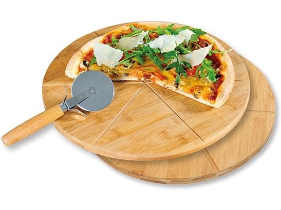 Kesper | Pizzaschneidebrett | 2 Stück, Bambus