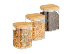 relaxdays | Vorratsglas mit Bambusdeckel | 3er Set, 3 x 900 ml