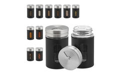 relaxdays | Gewürzstreuer 90 ml | 12er Set, Edelstahl, Schwarz/Silber