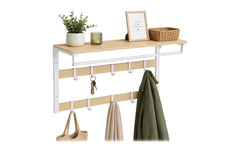 relaxdays | Wandgarderobe 3 in 1 | Weiss/Eiche, 80 cm
