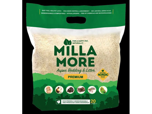 Millamore | Premium Bedding 20l | Holz Kleintiereinstreu, ca. 4kg
