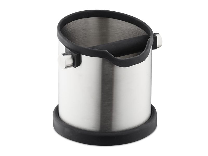 relaxdays | Abklopfbehälter für Kaffeesatz | Edelstahl, Silber