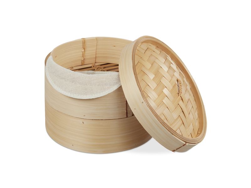 relaxdays | Dampfgarer Bambus | 2 Etagen 20,5 cm
