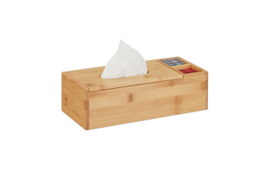 relaxdays | Kosmetiktücherbox | mit 2 Seitenfächer