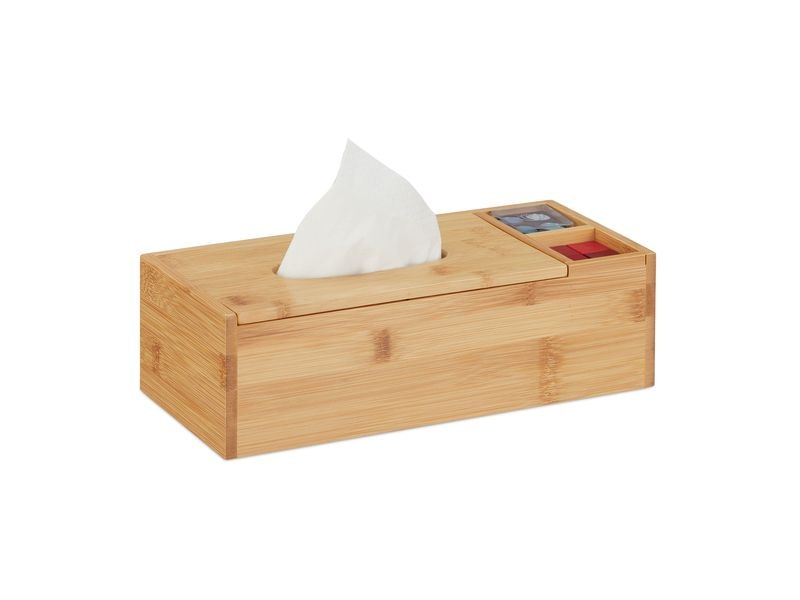 relaxdays | Kosmetiktücherbox | mit 2 Seitenfächer