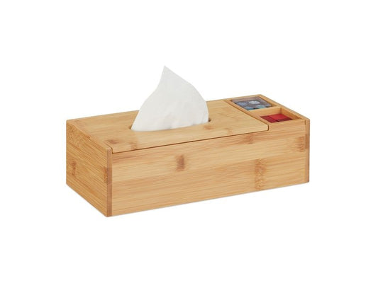 relaxdays | Kosmetiktücherbox | mit 2 Seitenfächer