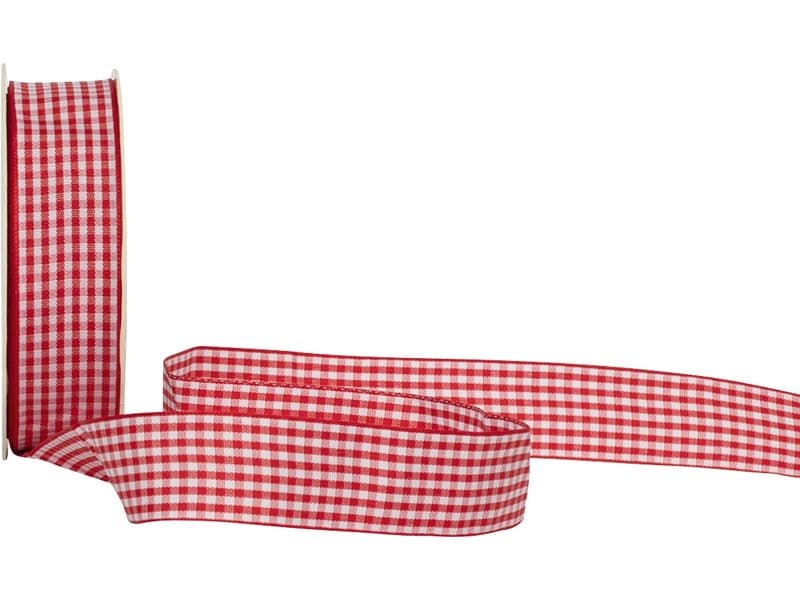Spyk | Geschenkband Vichy | rot, B: 25 mm x 25 m