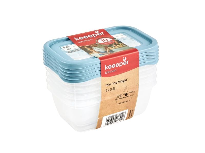 keeeper | Set 5 x Tiefkühldose 5 x 0,5 l | mia magic ice, nordic blue
