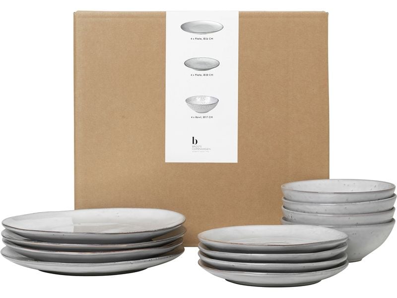 Broste Copenhagen | BC Nordic Sand Geschirsets mittag für vier | Sand, Steingut mit reaktiver Glasur
