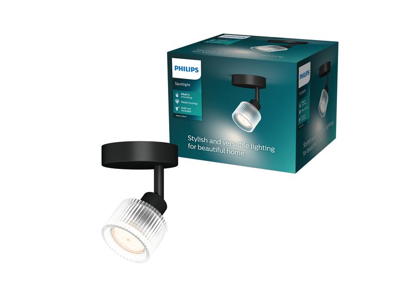 Philips | Horen Aufbauspot 5W | ohne Leuchtmittel GU10, schwarz