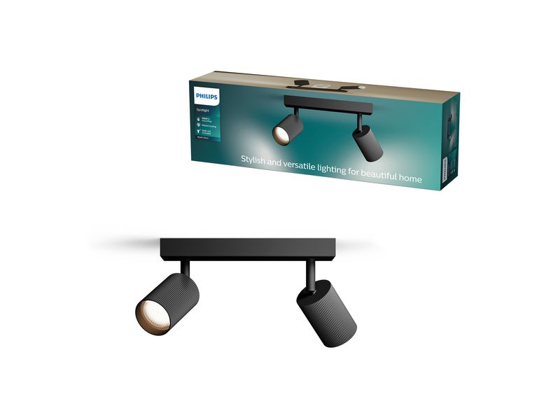 Philips | Wyatt Aufbauspot 2er | ohne Leuchtmittel GU10, schwarz